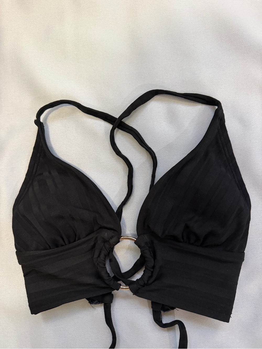 Xhilaration Black Ring-Front Triangle Bikini Top